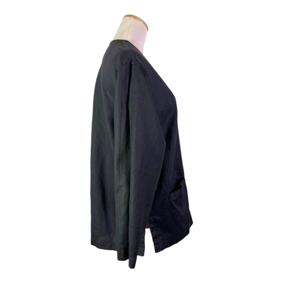 David Dart Size S Button-Front Black Linen Jacket V-Neck - Picture 8 of 9
